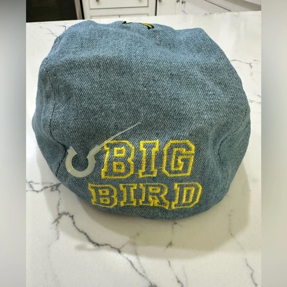 Vintage Sesame Street Kids Big Bird Denim Cap 90s made
